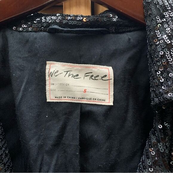 We The Free Midnight Message Black/Sliver Sequin Jacket Small - Picture 3 of 7
